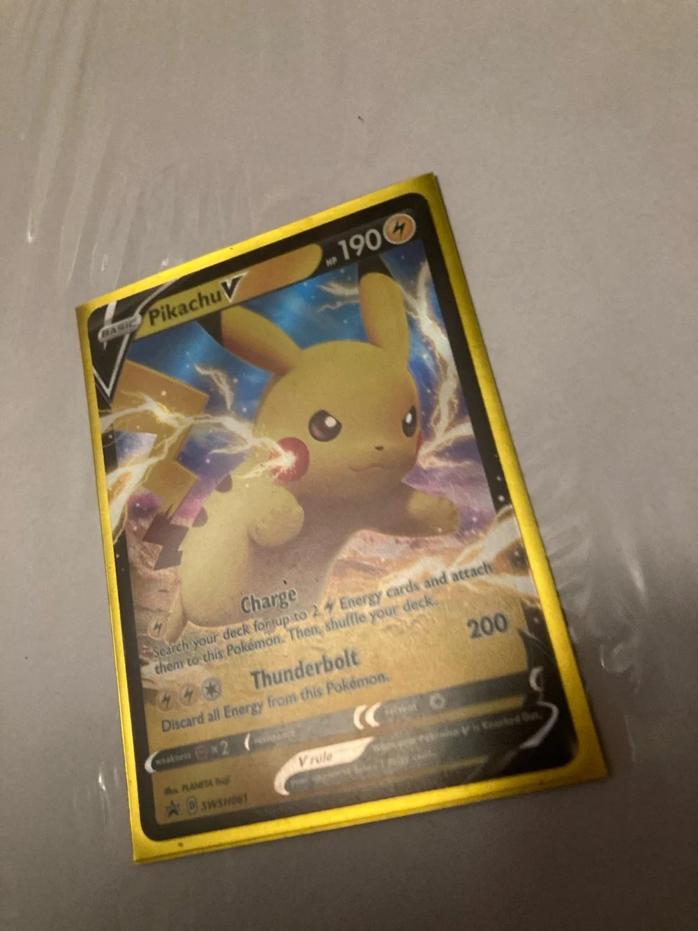 Pokemon Pikachu V Gold Foil Card - Yellow & Blue Holo